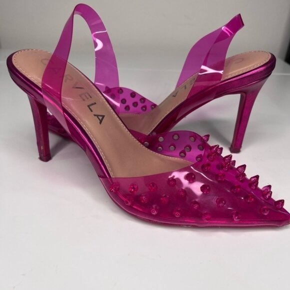 Carvela Lapis Hot Pink See through Spiked Heels size 36 - Picture 2 of 7